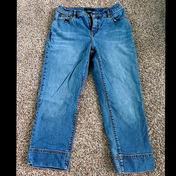 Vintage Indigo Palms (Tommy Bahama) Jean Capris - Picture 1 of 3